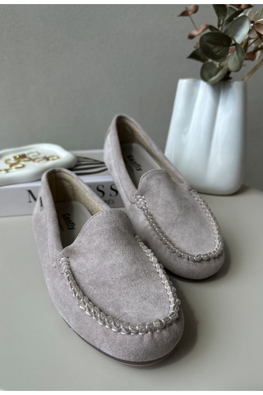 moteriški mokasinai Z iš eko zomšosu Violetinės spalvos Amrutia