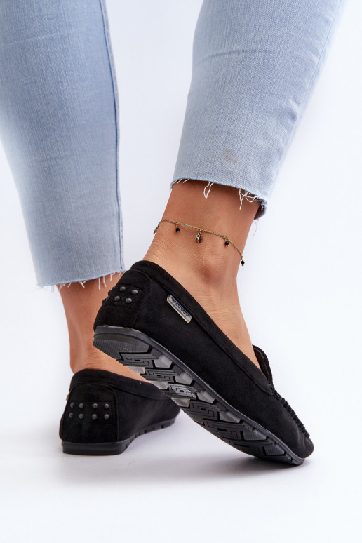 moteriški mokasinai Z iš eko zomšosu Juodos spalvos Amrutia