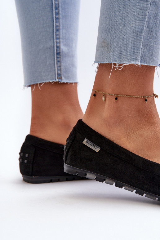 moteriški mokasinai Z iš eko zomšosu Juodos spalvos Amrutia