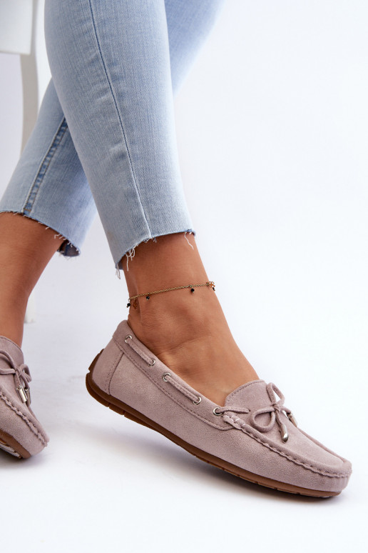 Elegantiški zomšiniai mokasinai Violetinės spalvos Si Passione