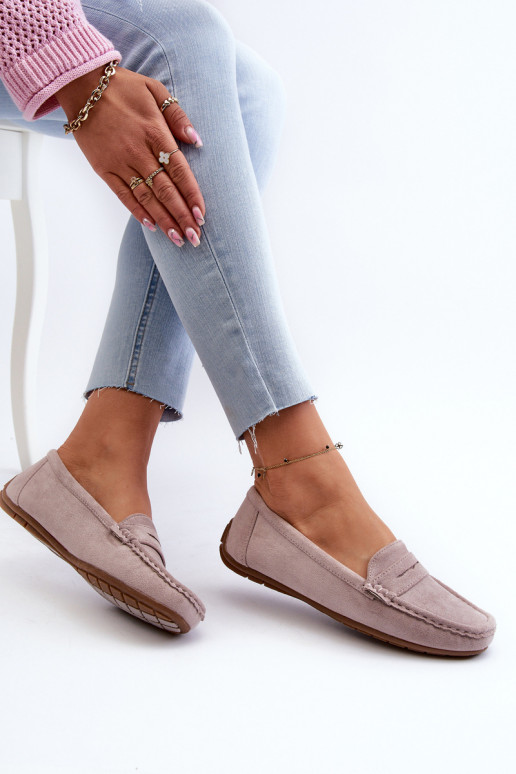 Elegantiški zomšiniai mokasinai Violetinės spalvos Lenvie