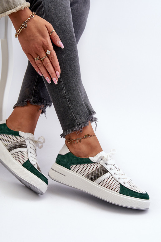 Sneakers modelio batai D&A LR110 žalios-baltos spalvos