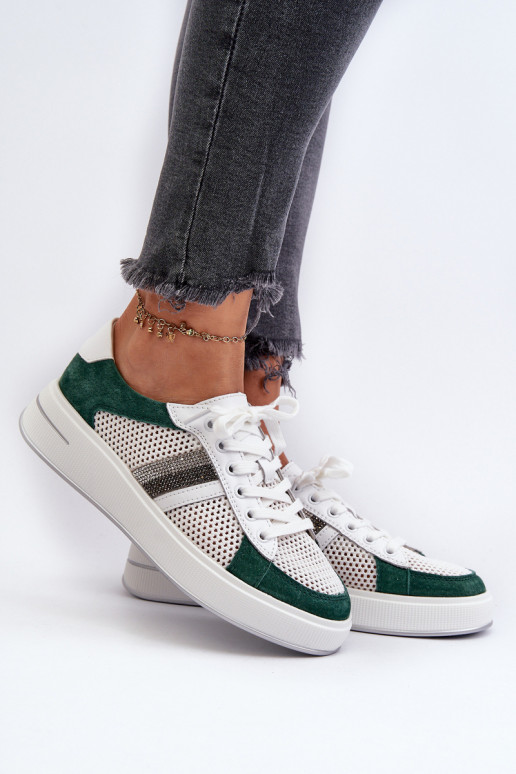 Sneakers modelio batai D&A LR110 žalios-baltos spalvos