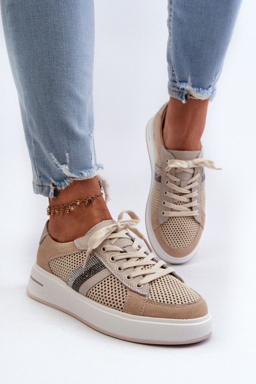 Sneakers modelio batai D&A LR110 smėlio spalvos