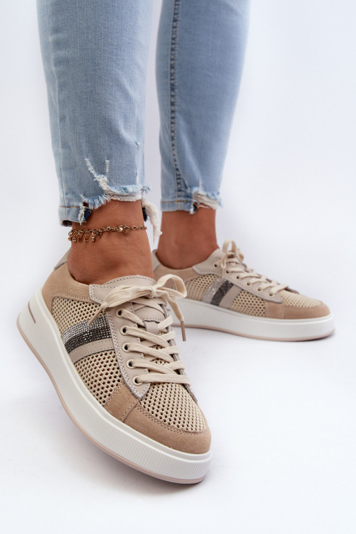 Sneakers modelio batai D&A LR110 smėlio spalvos