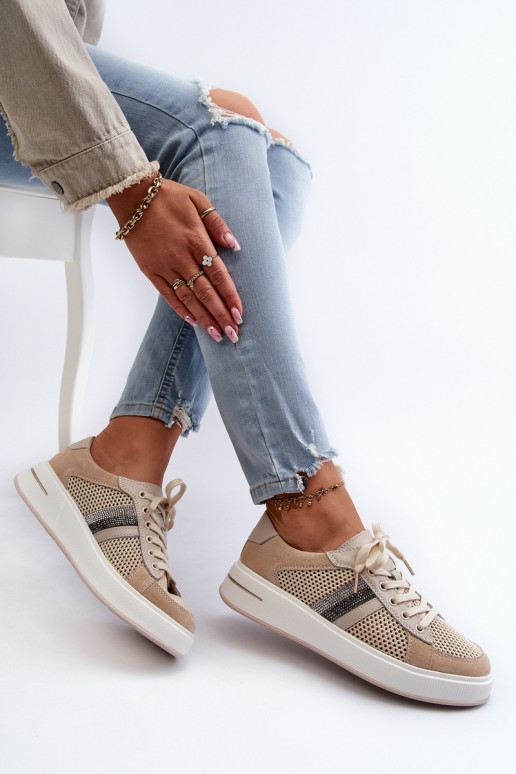 Sneakers modelio batai D&A LR110 smėlio spalvos