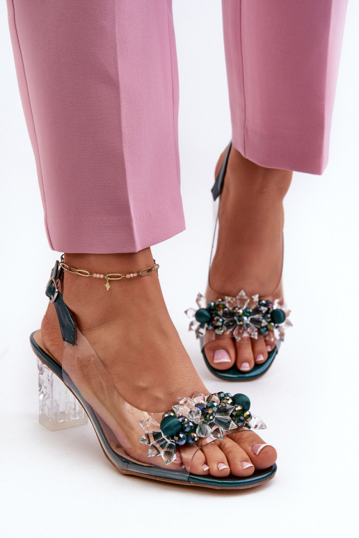 basutės  su kulniukais su gražiomis detalėmis žalios spalvos D&A MR38-D1