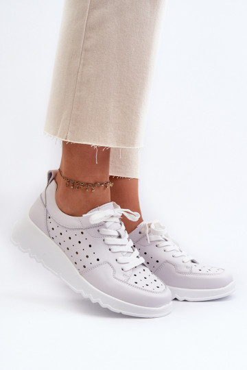 su aužūro elementais Sneakers modelio batai natūralios odos pilkos spalvos S.Barski LR482