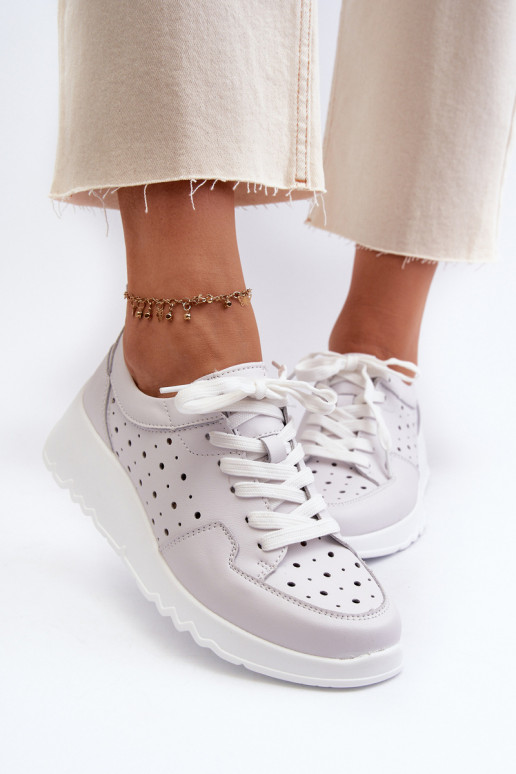 su aužūro elementais Sneakers modelio batai natūralios odos pilkos spalvos S.Barski LR482