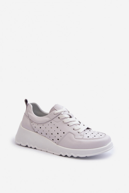 su aužūro elementais Sneakers modelio batai natūralios odos pilkos spalvos S.Barski LR482