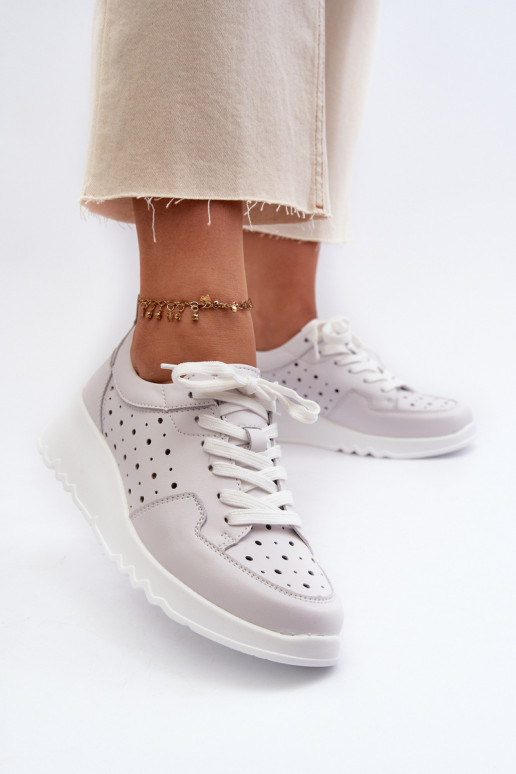 su aužūro elementais Sneakers modelio batai natūralios odos pilkos spalvos S.Barski LR482