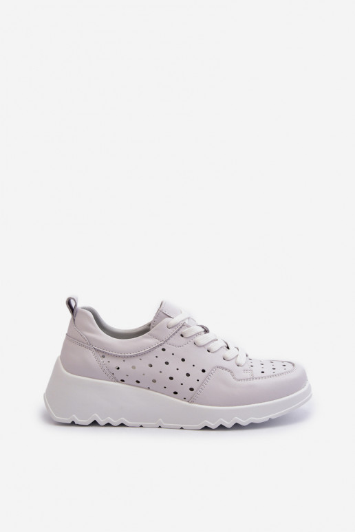 su aužūro elementais Sneakers modelio batai natūralios odos pilkos spalvos S.Barski LR482