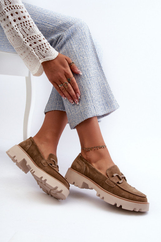 Zomšiniai mokasinai  su ornamentais D&A TW117 rudos spalvos