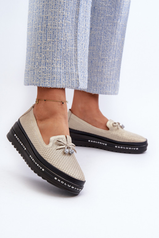 Blizgantys mokasinai    su platforma S.Barski LR400 aukso spalvos