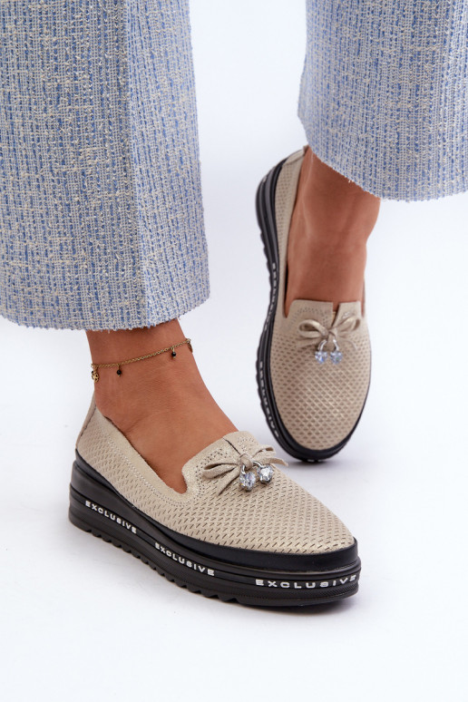 Blizgantys mokasinai    su platforma S.Barski LR400 aukso spalvos