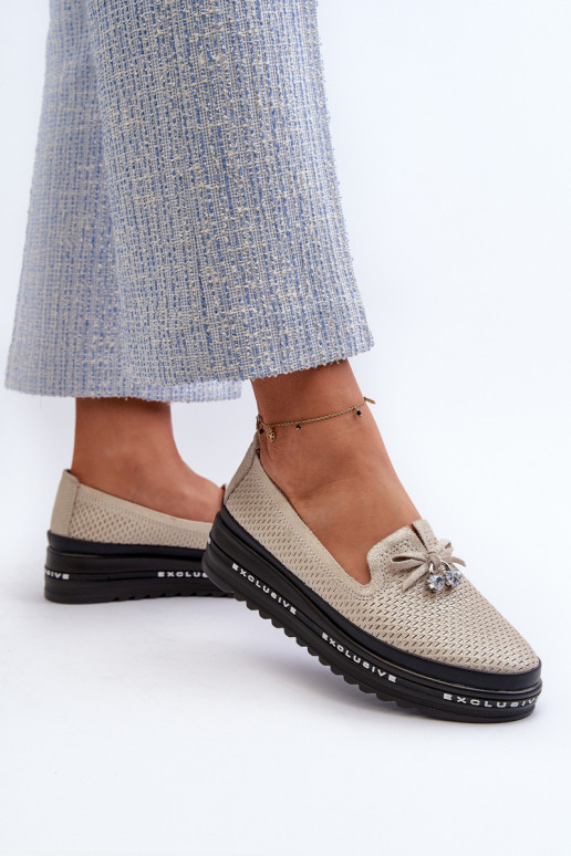 Blizgantys mokasinai    su platforma S.Barski LR400 aukso spalvos