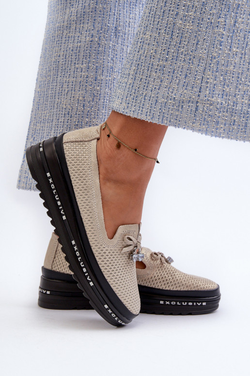 Blizgantys mokasinai    su platforma S.Barski LR400 aukso spalvos