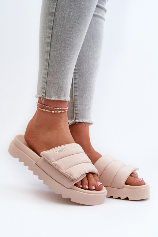  Šlepetės su platforma Big Star NN274773 smėlio spalvos