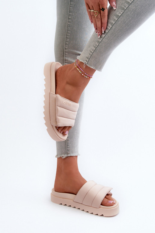  Šlepetės su platforma Big Star NN274773 smėlio spalvos