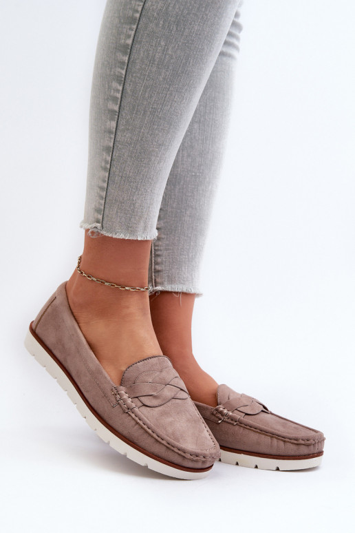 moteriški mokasinai Z iš eko zomšosu smėlio spalvos Nestalia