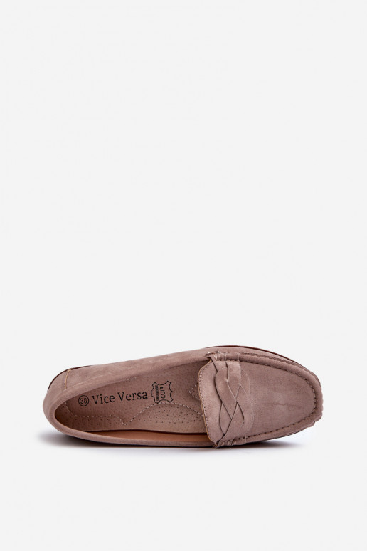 moteriški mokasinai Z iš eko zomšosu smėlio spalvos Nestalia