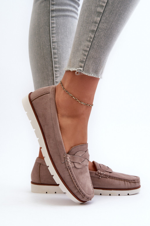 moteriški mokasinai Z iš eko zomšosu smėlio spalvos Nestalia