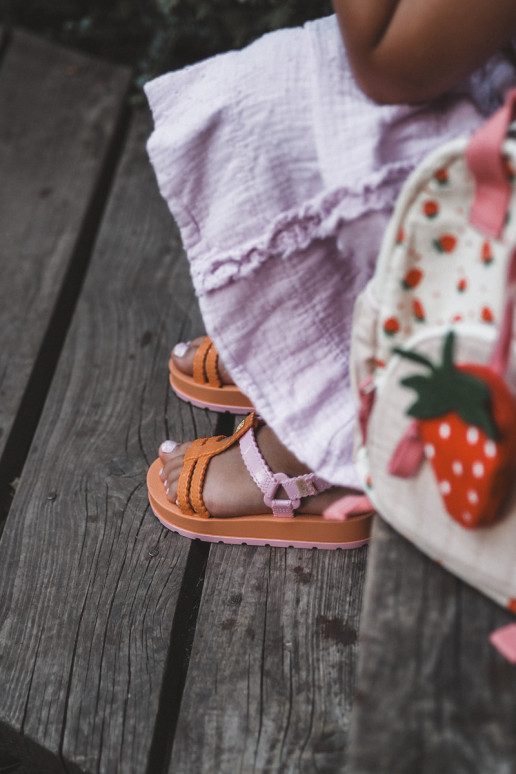 Vaikiški  sandalai su lipniais užsegimais  LL385026 oranžinės spalvos Vaikiški  sandalai su lipniais užsegimais  LL385026 oranžinės spalvos