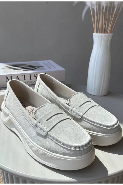 iš zomšos  Mokasinai dramblio kaulo spalvos Filidia