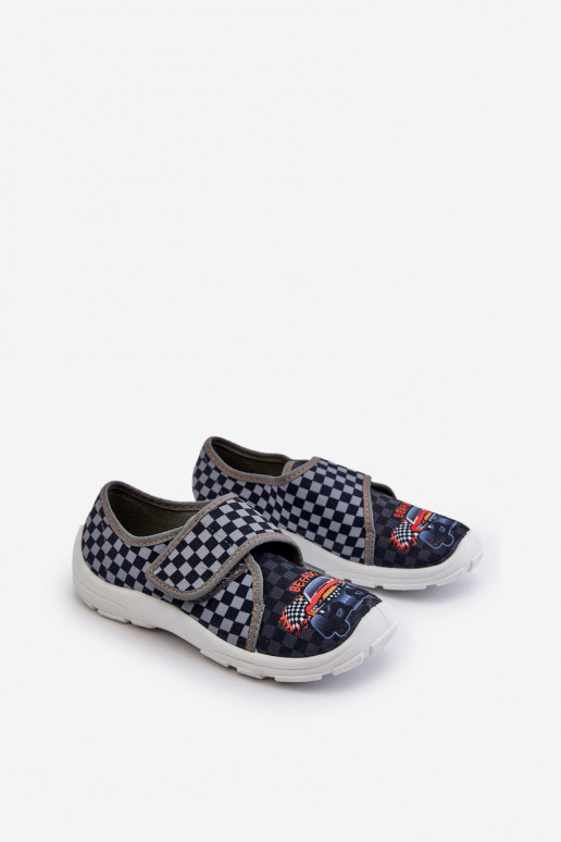 Patogios šlepetės berniukų su lipniais užsegimais Befado 974Y540 pilkos spalvos