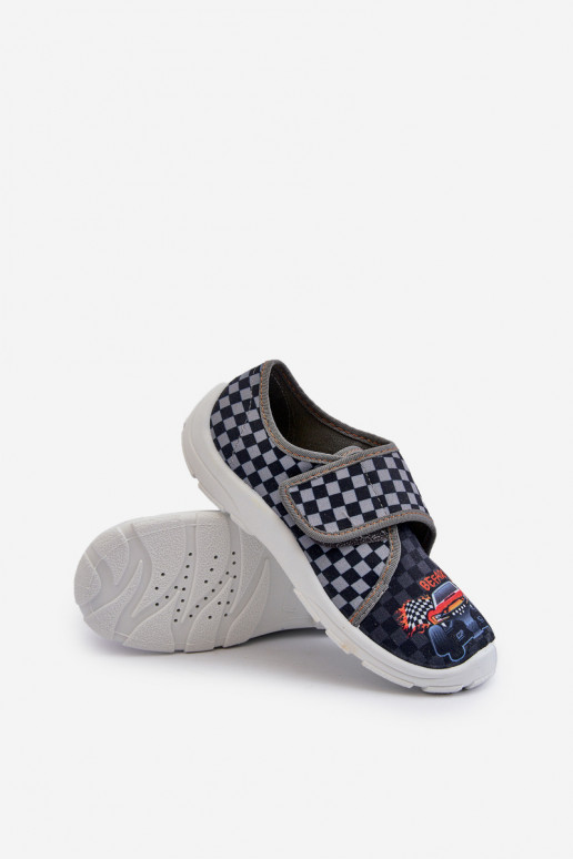 Patogios šlepetės berniukų su lipniais užsegimais Befado 974Y540 pilkos spalvos