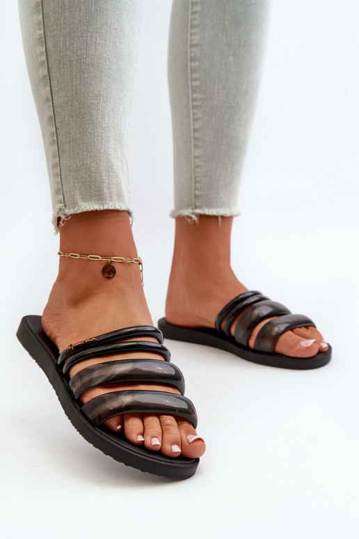  Guminės Šlepetės 26727 Ipanema Puffer Tiras Fem Juodos spalvos