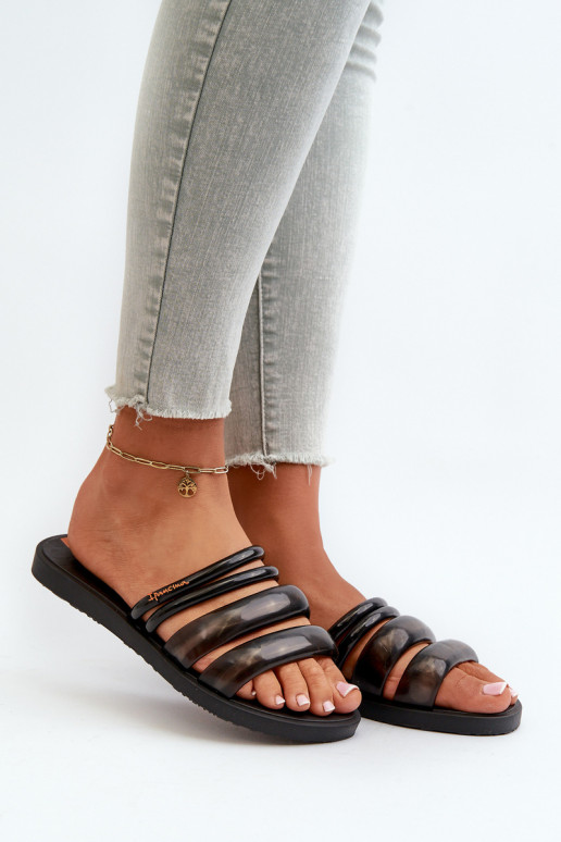  Guminės Šlepetės 26727 Ipanema Puffer Tiras Fem Juodos spalvos