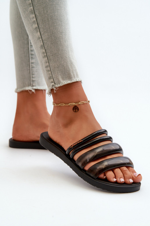  Guminės Šlepetės 26727 Ipanema Puffer Tiras Fem Juodos spalvos