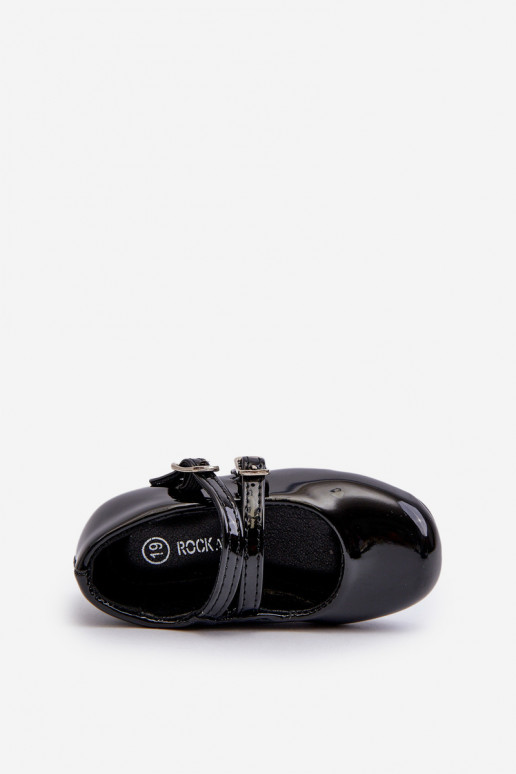 su lako efektu balerinos   Vaikiški su dirželiais Juodos spalvos Margenis