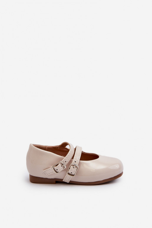 su lako efektu balerinos   Vaikiški su dirželiais smėlio spalvos Margenis