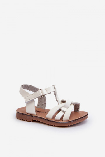 Vaikiškos basutės su lipniais užsegimais baltos spalvos Marimona 2