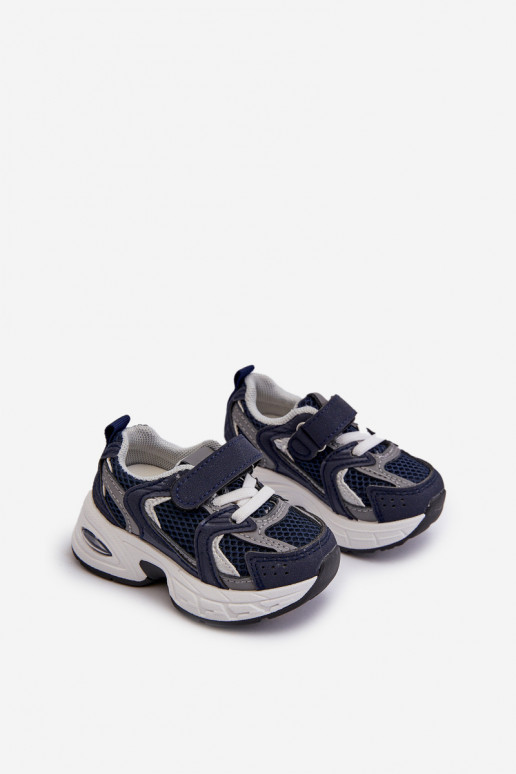 Vaikiški sportiniai bateliai Sneakers modelio batai su lipniais užsegimais tamsiai mėlynos spalvos Rulagia