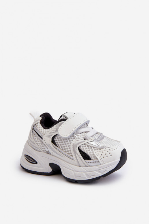 Vaikiški sportiniai bateliai Sneakers modelio batai su lipniais užsegimais Baltos-juodos spalvos Ephona