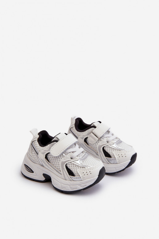 Vaikiški sportiniai bateliai Sneakers modelio batai su lipniais užsegimais Baltos-juodos spalvos Ephona