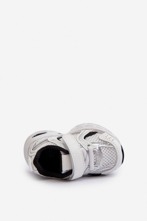 Vaikiški sportiniai bateliai Sneakers modelio batai su lipniais užsegimais Baltos-juodos spalvos Ephona