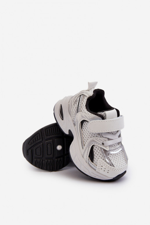 Vaikiški sportiniai bateliai Sneakers modelio batai su lipniais užsegimais Baltos-juodos spalvos Ephona