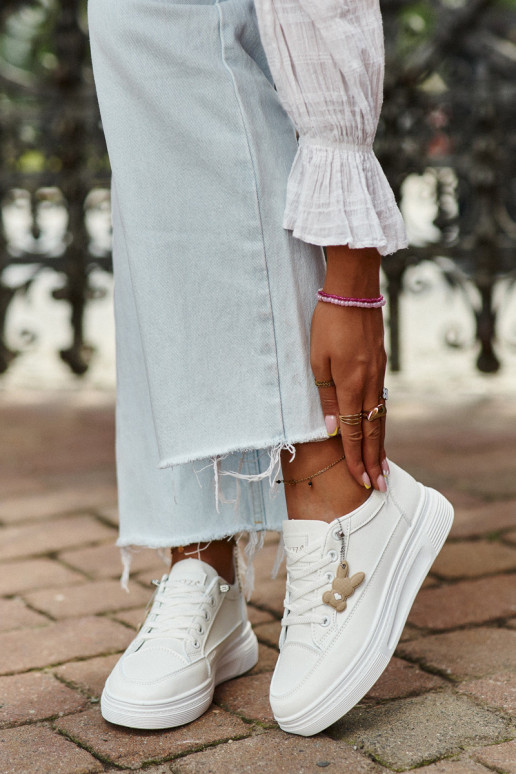 laisvalaikio batai sportiniai bateliai  su platforma su ornamentais baltos spalvos Vinceza 13613