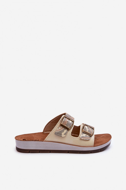 Patogios moteriškos šlepetės su sagtimis Inblu CP000045 aukso spalvos