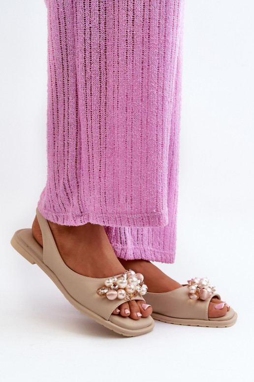 Moteriškos basutės su gražiomis detalėmis S.Barski KV27-004 smėlio spalvos