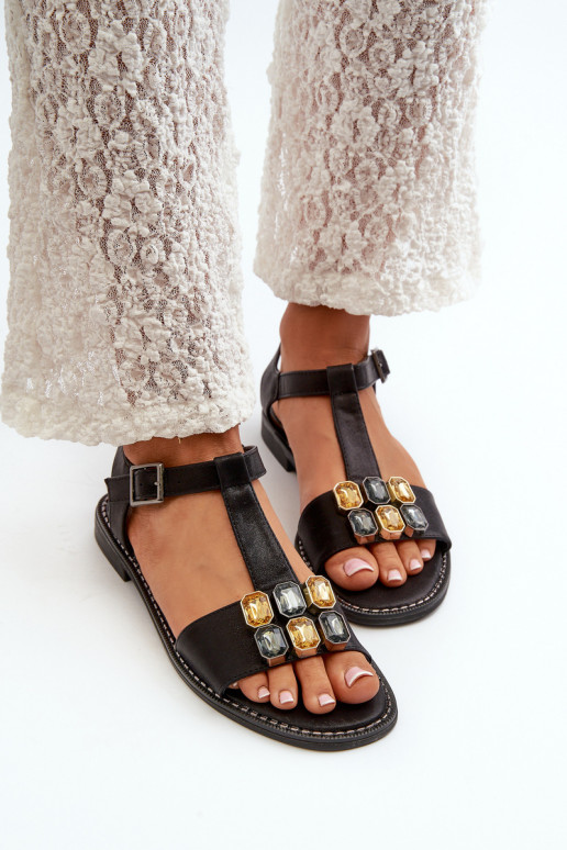 Elegantiško stiliaus Moteriškos basutės  Detalami S.Barski KV27-030 Juodos spalvos