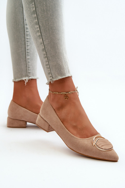 Bateliai žemu kulniuku Z iš eko zomšosu S.Barski KV27-037 smėlio spalvos