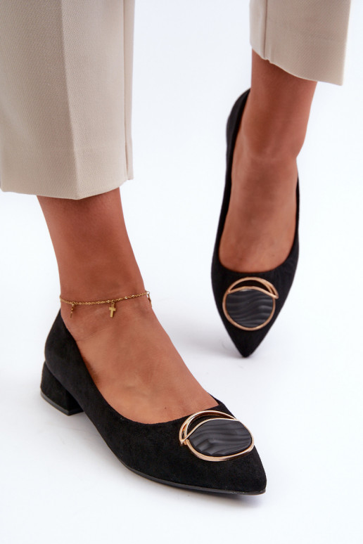 Bateliai žemu kulniuku Z iš eko zomšosu S.Barski KV27-037 Juodos spalvos