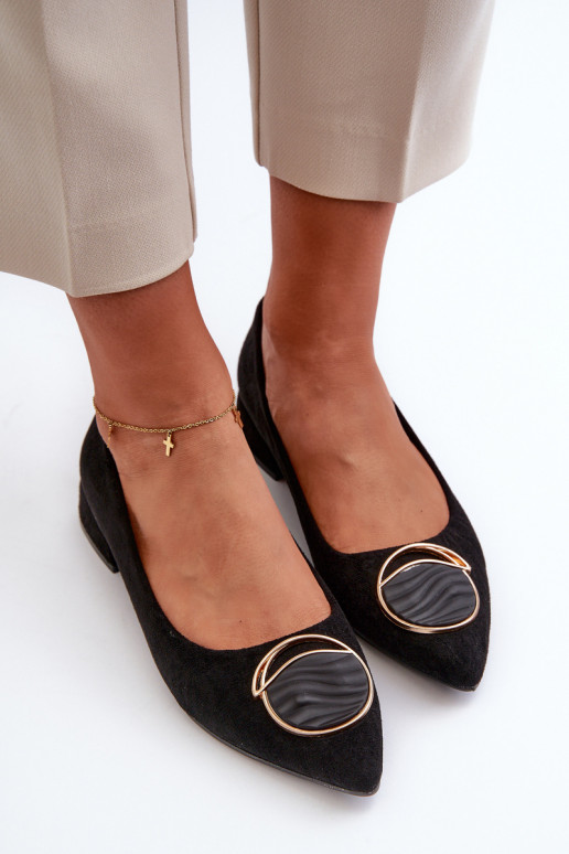 Bateliai žemu kulniuku Z iš eko zomšosu S.Barski KV27-037 Juodos spalvos