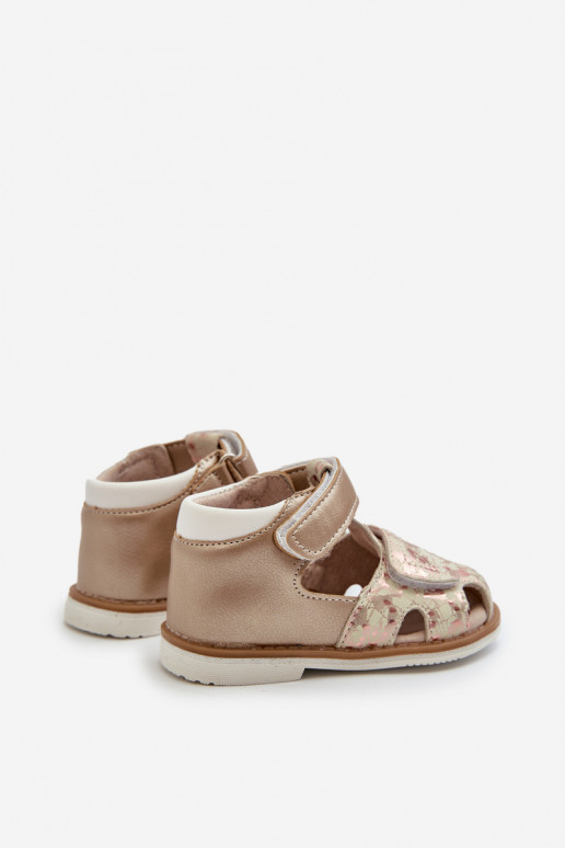 Vaikiški  sandalai su lipniais užsegimais aukso spalvos Maellita