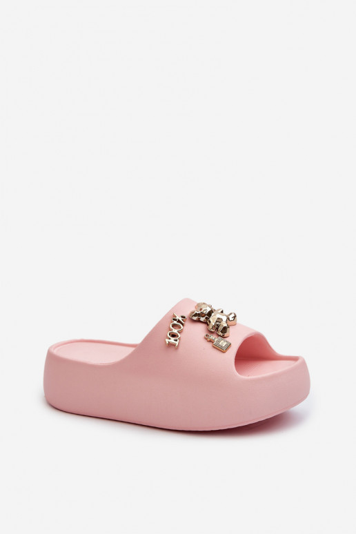 Moteriškos šlepetės   su gražiomis detalėmis rožinės spalvos Orchia